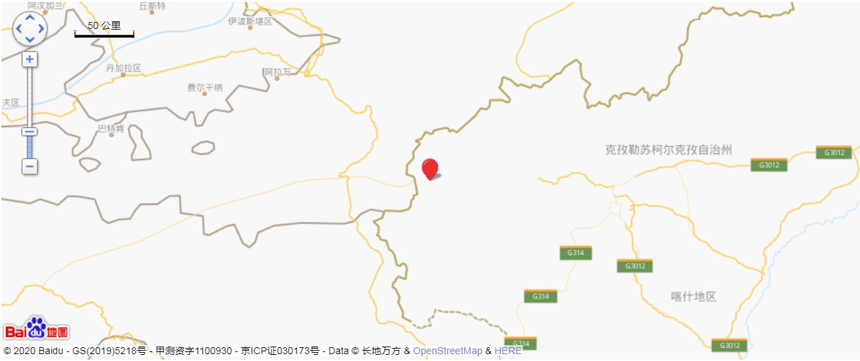 2020年5月6日18时51分新疆克孜勒苏州乌恰县发生5.0级地震